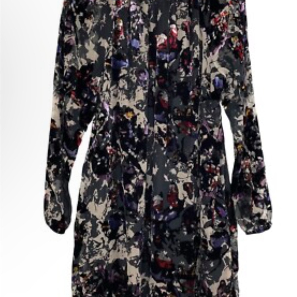 Gibson Latimer mixed velvet & sheer Floral Sleeve Dress
